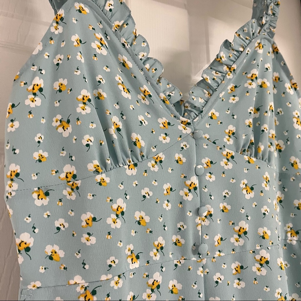 Topshop Pippa Frilled Floral Sleeveless Crop Jumpsuit Size 10 - Picture 7 of 10